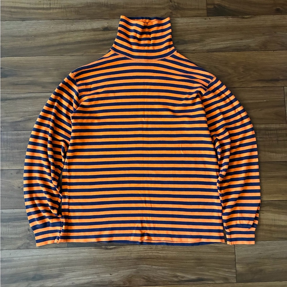 VTG J.Crew Women’s Striped Turtleneck Long Sleeve Size Large Orange Shirt